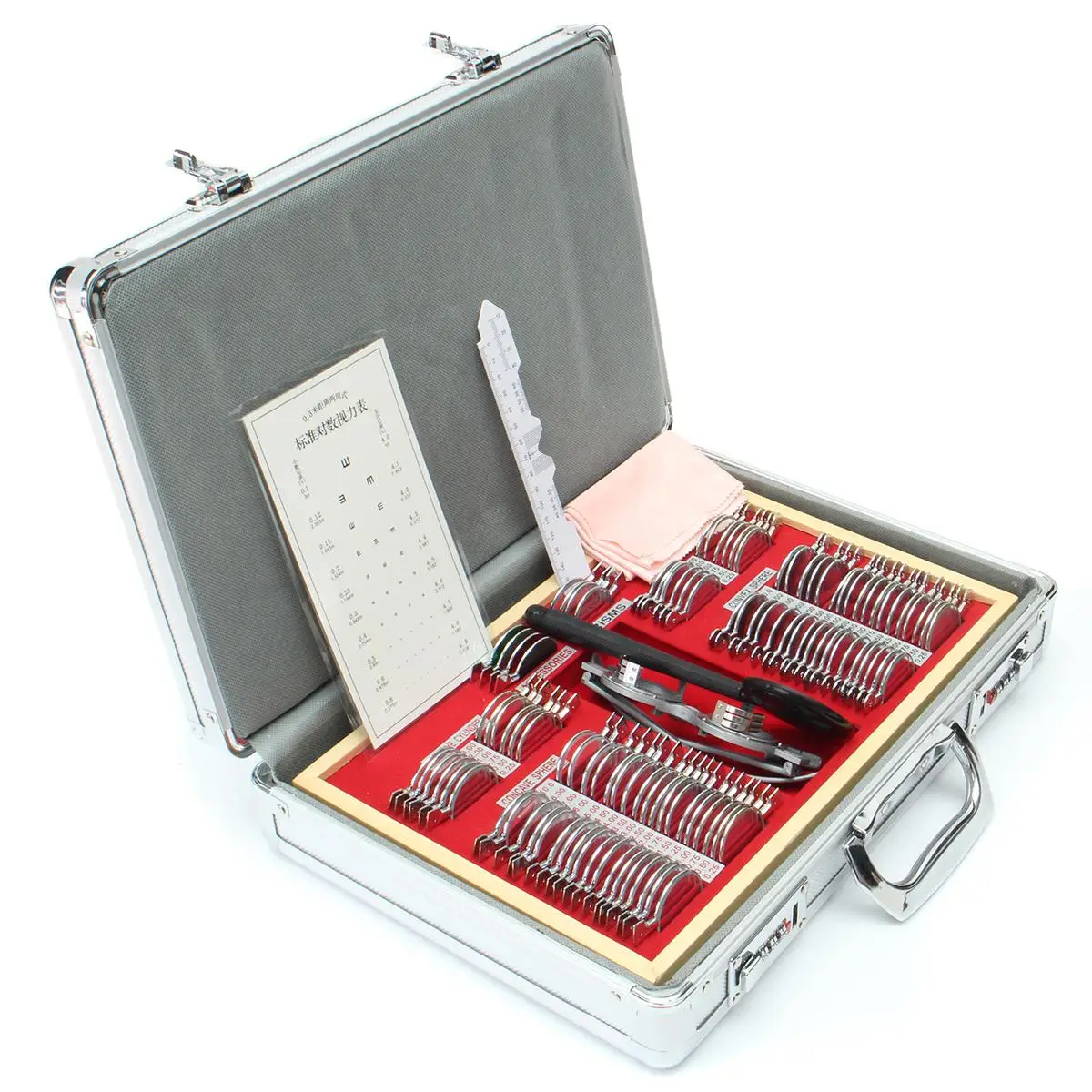 104Pcs Optical Lens Optometry Box Case Kit w/ Free Optometry Test Trial