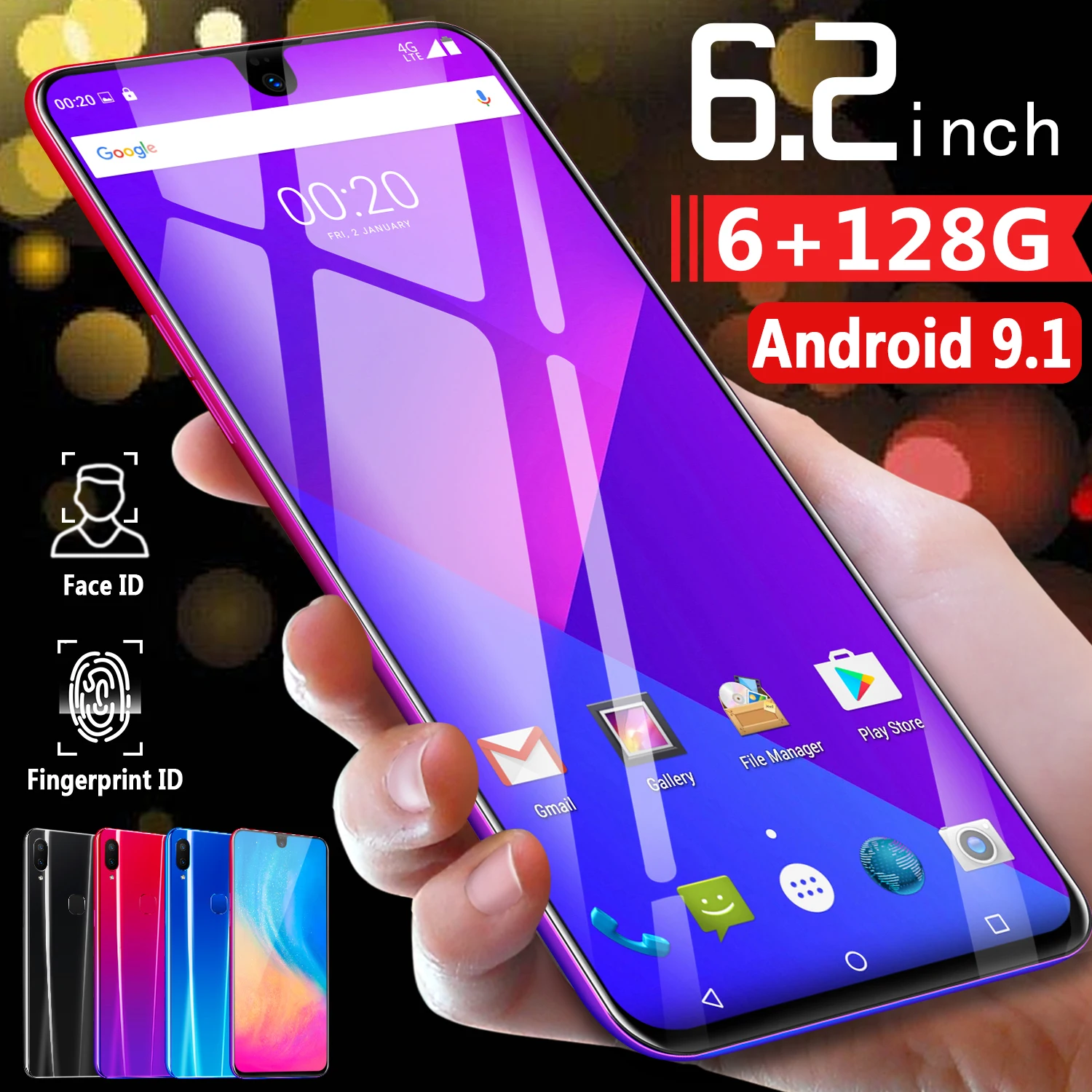 CHAOAI X23 6.2 Inch Smart Cellphone unlocked Mobile android 9.1 10 core HD cameras dual sim card dual standby 4G net smartphone
