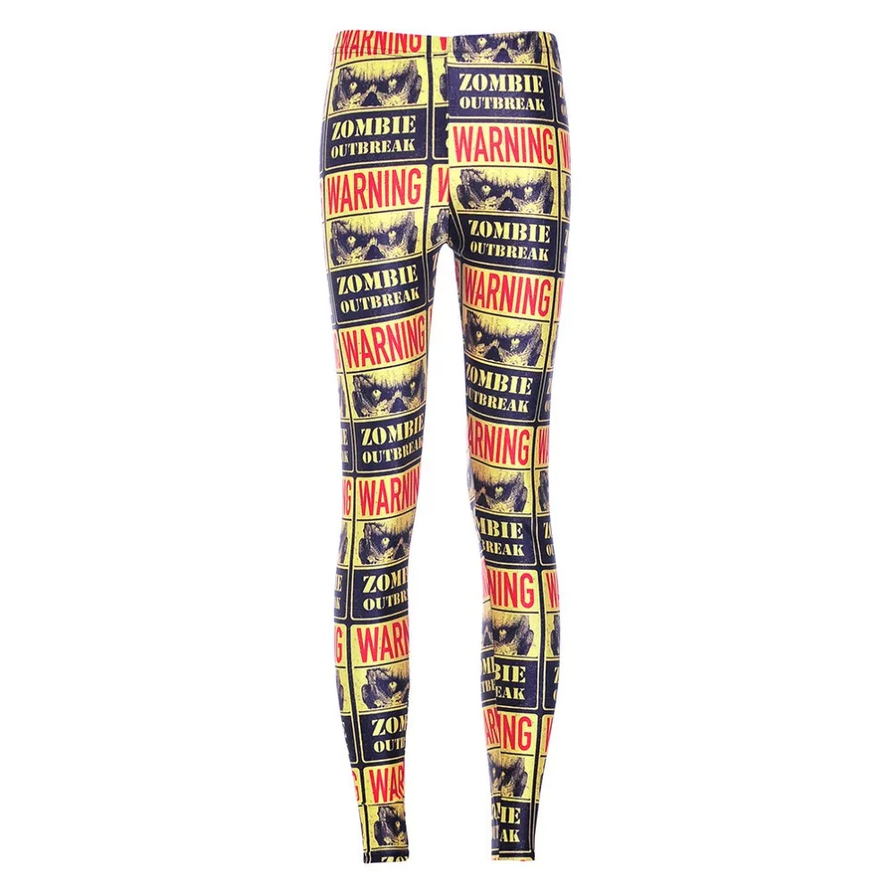 Fashion Women Zombie Outbreak Warning Print Leggings Slim Fit Thin ElasticPolyester Party Pants