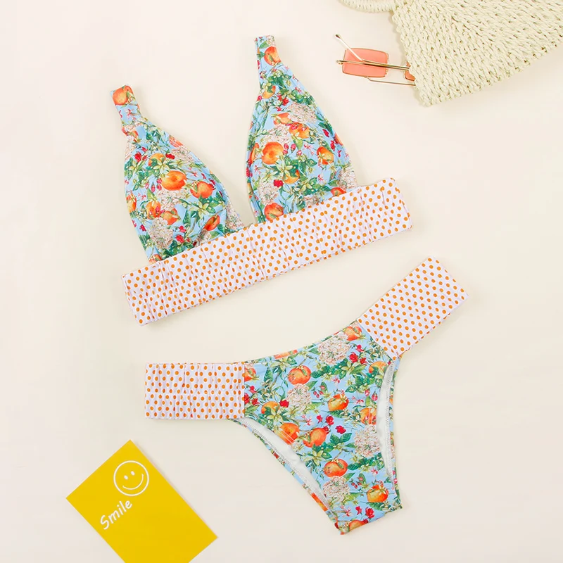 2019 Print Bikinis Female Floral Biquines For Women Swimwear Low Waist Suit Bath High Quality Swimsuit Women'S Beach Bikini Set | Женская