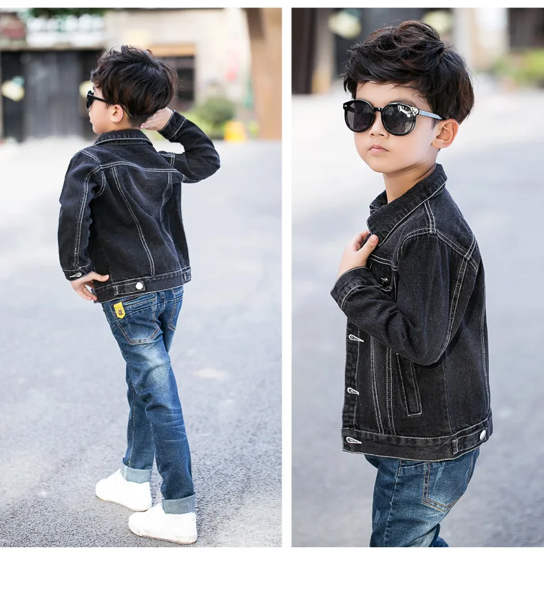 Коллекция курток для мальчиков; модная детская верхняя одежда; пальто; Повседневная джинсовая куртка с длинными рукавами для мальчиков