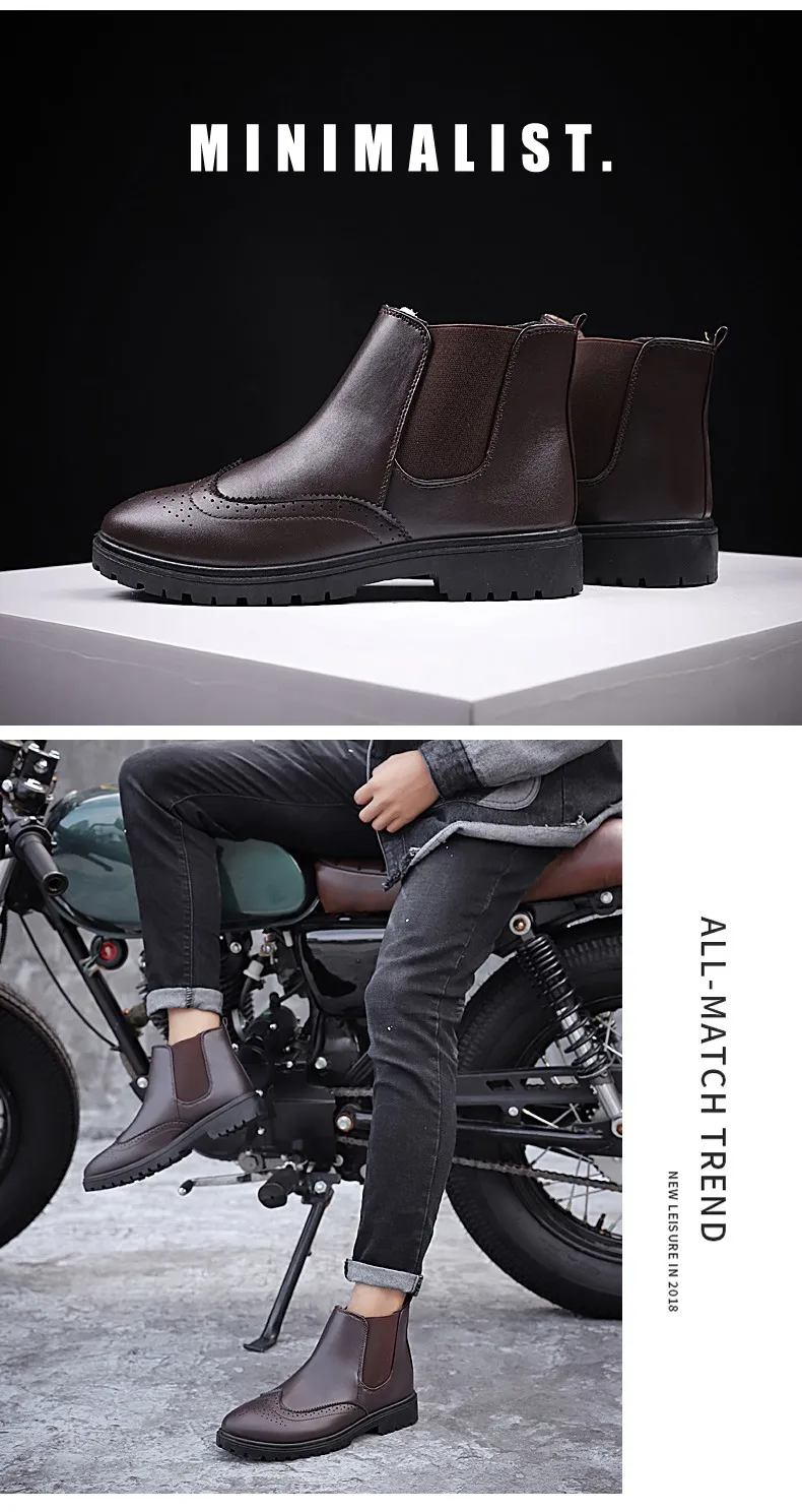 YEINSHAARS/мужские ботинки «Челси» в британском стиле; элегантные мужские Ботильоны без застежки; модная повседневная обувь из искусственной кожи; Мужская обувь; размеры 39-44