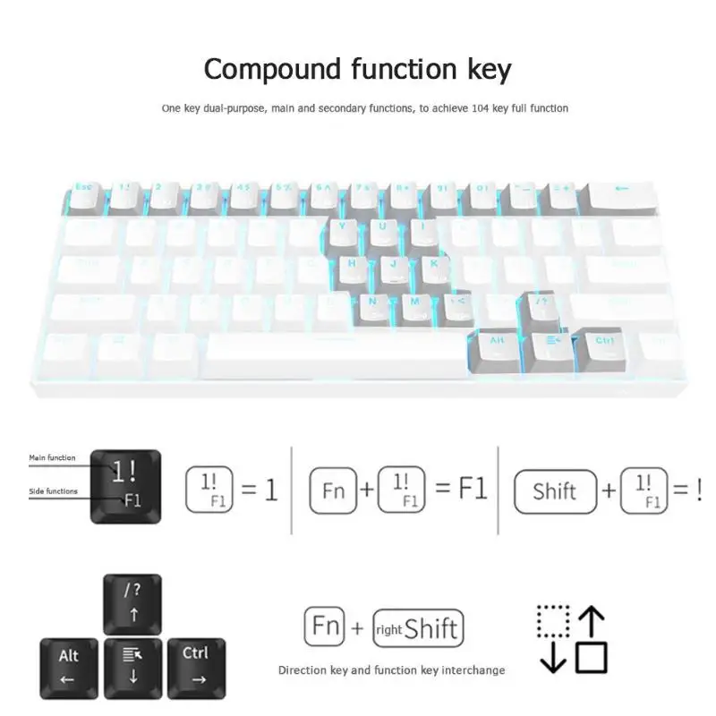 RK61 Беспроводная Bluetooth Механическая игровая клавиатура Тонкий 61 клавиши RGB одиночный светодиодный подсветка для Android/Windows/iOS