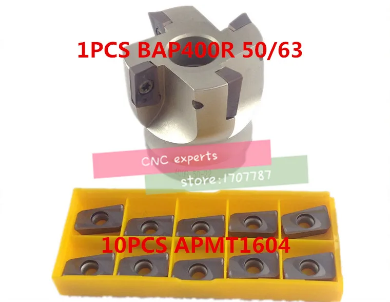 

Hot Sale 1PCS BAP400R 50-22-4T/BAP400R 63-22-4T 4Flute Face End Mill Flat Cutter +10pcs APMT1604 Carbide Inserts APMT 1604 PDER