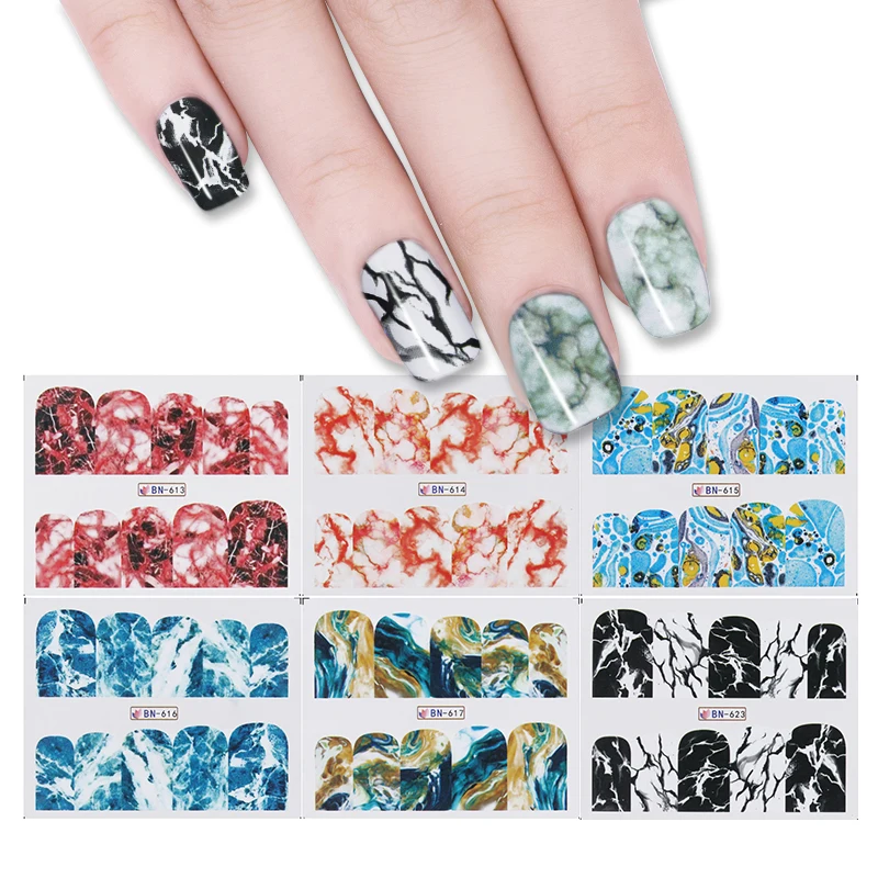 

12 Patterns/Sheet Nail Water Decal Marble Grain Nail Art Water Transfer Decal Sticker For Nail Art Tattoo