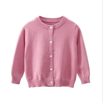 

2019 Autumn Children Sweater Kids Solid 3 Colors Cardigan O-Neck Cotton Thread Baby Boys Girls Outerwear