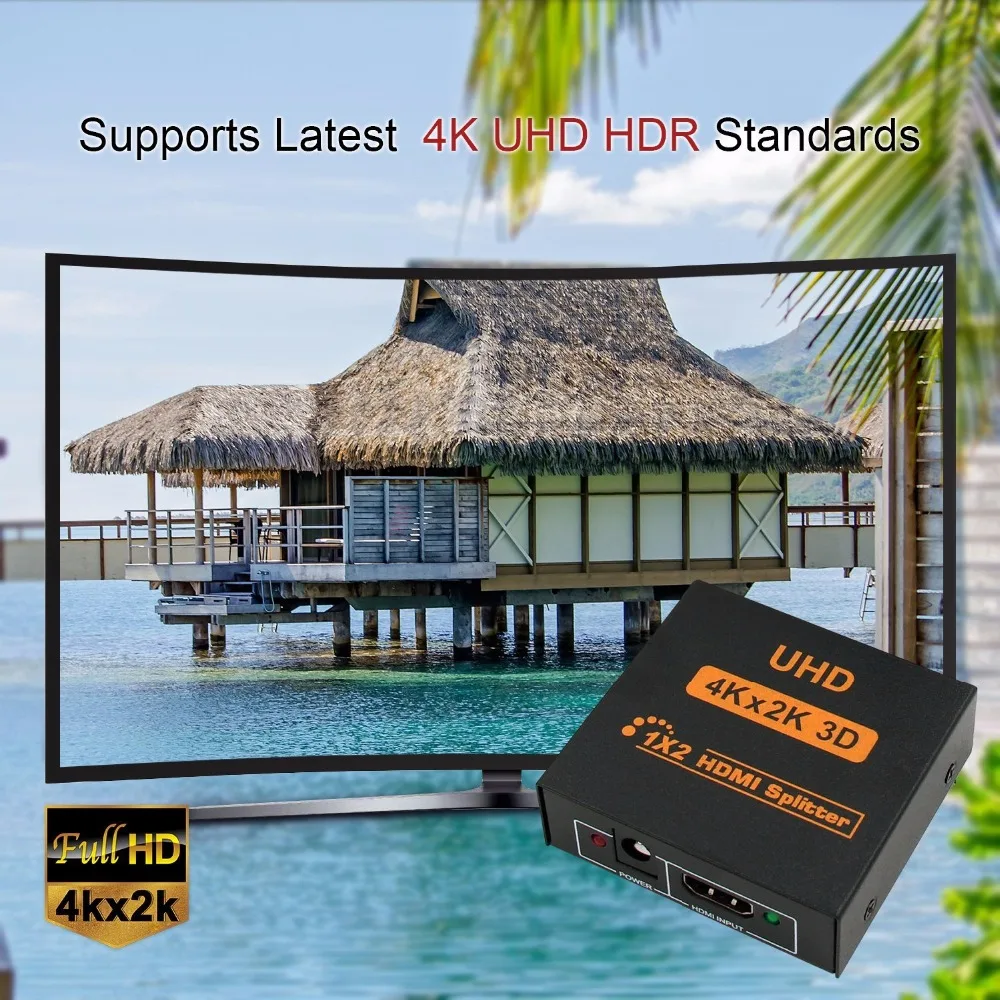 HD 4K HDMI разветвитель 1X2 порта 3D UHD 1080p 4K* 2K видео HDMI Коммутатор HDMI 1 вход 2 Выход концентратор повторитель усилитель