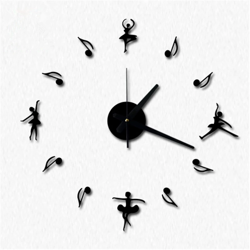 

No.010 Music Notes Ballet Dancer Wall Clock Fashion Acrylic Sticker Clock DIY Mute Watch Birthday Gift Wedding Home Decoration