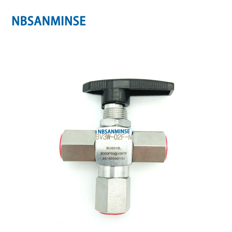 NBSANMINSE BV3W OD / F трехходовой шаровой клапан из нержавеющей стали 1/8 1/4 3/8 1/2 3000 Psi для