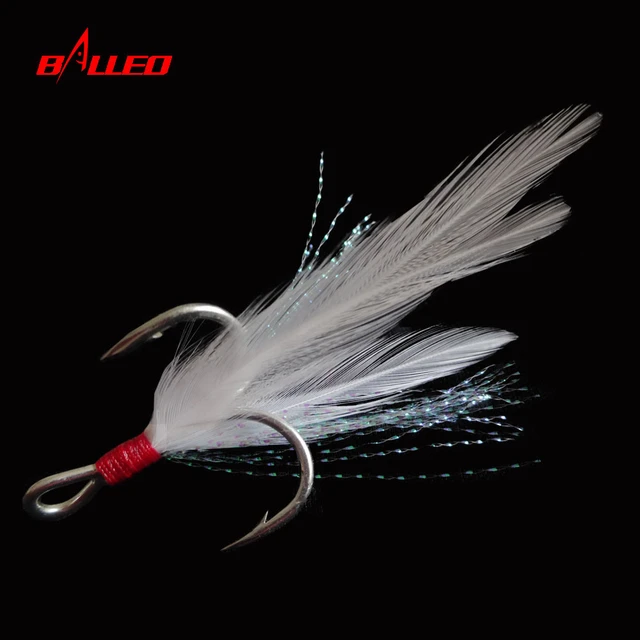 Balleo 20pcs Treble Hooks With Feather Fishing Hook High Carbon Steel  1/2/4/6/8/10/12/14# Blood Slot Barbed Hooks Fishing Tackle - Fishhooks -  AliExpress