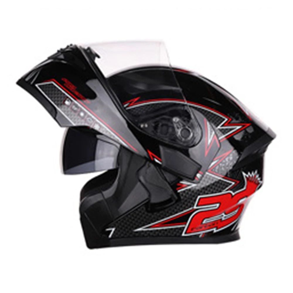 Мотоцикл Jiekai шлем флип-ап Краш шлем дышащий комфортный двойной объектив туринг мотоцикл полный шлем для мотоцикла - Цвет: JK902-Black Red 2