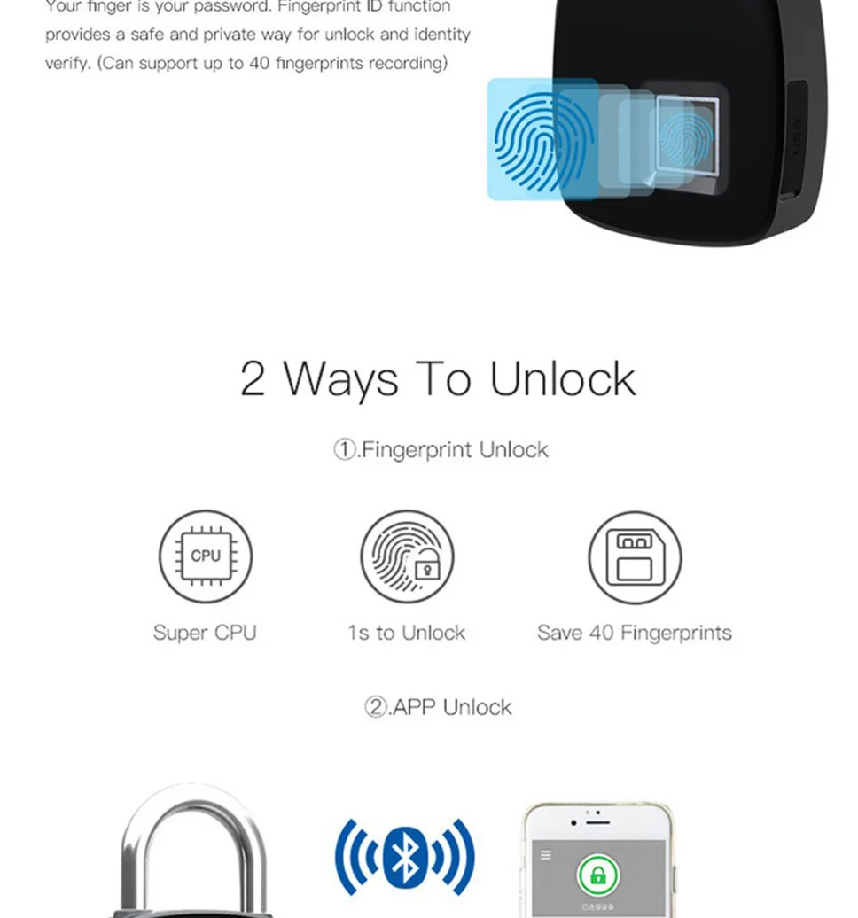 Xiao mi jia mi P3+ Bluetooth мобильное приложение Смарт-замок без ключа отпечатков пальцев Противоугонный замок безопасности