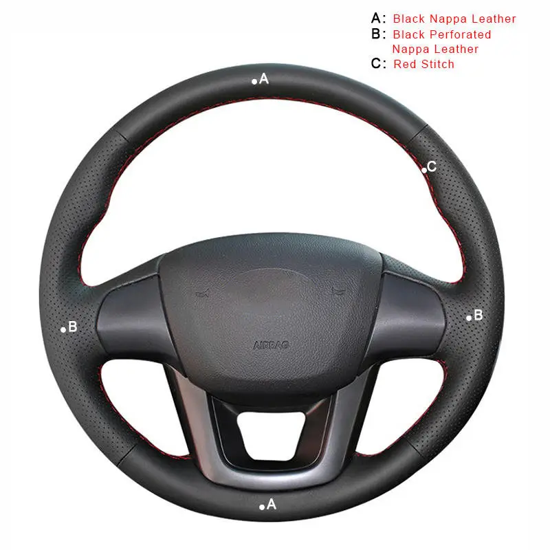 Автомобильная Оплетка на руль для Kia K2 Rio 2011 2012 2013 Авто покрытие авто-Стайлинг Аксессуары для интерьера - Название цвета: Top Layer Leather