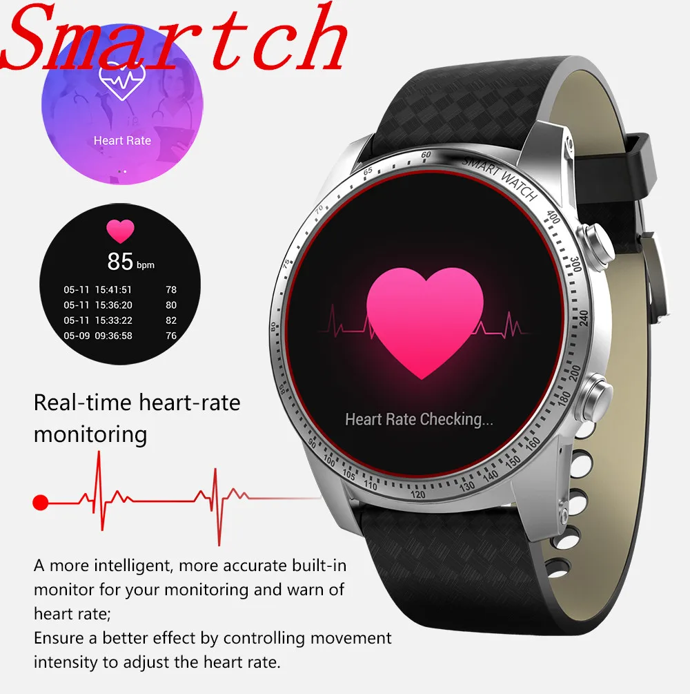 

Smartch KW99 Android Smart Watch 512MB + 8GB Heart Rate Monitor Wrist Smartwatch Wearable Devices Men Wristwatch for Phone