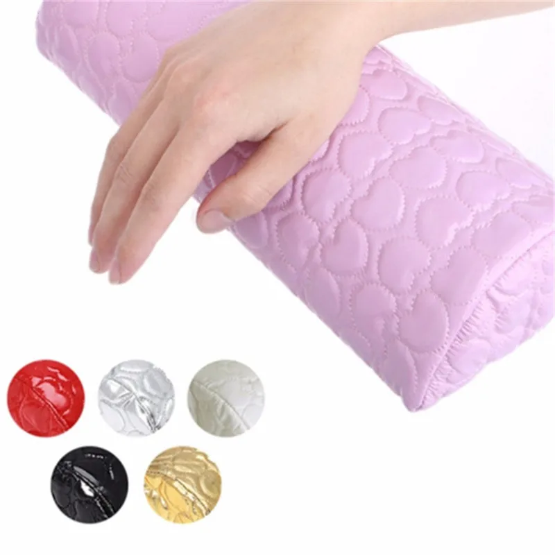  1PC Professional Hand Cushion Holder Soft PU Leather Sponge Arm Rest Love Heart Design Nail Pillow 
