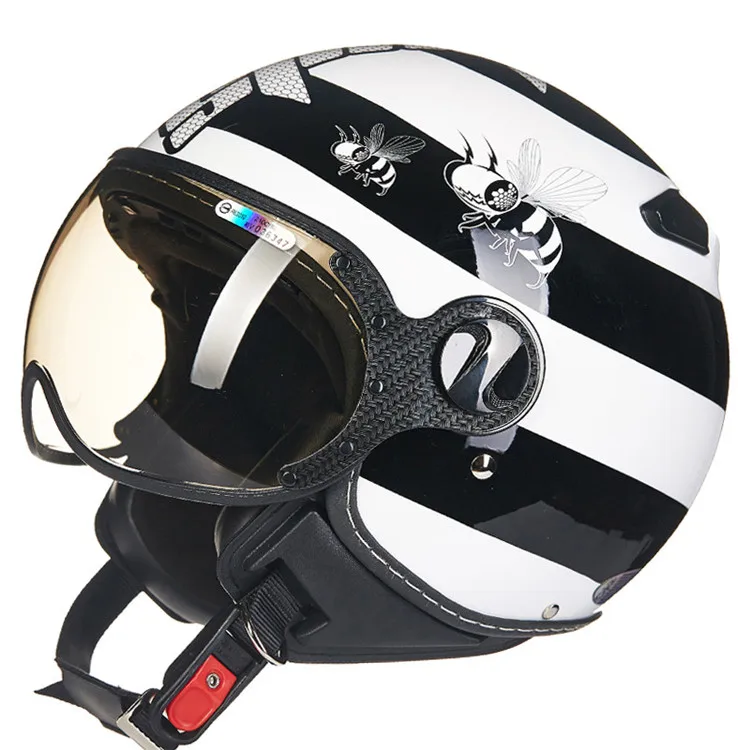 Moto rcycle шлем Chopper с открытым лицом винтажный шлем 210c4 moto Casque Casco moto cicleta Capacete Pilot мужские и женские шлемы - Цвет: White Bees