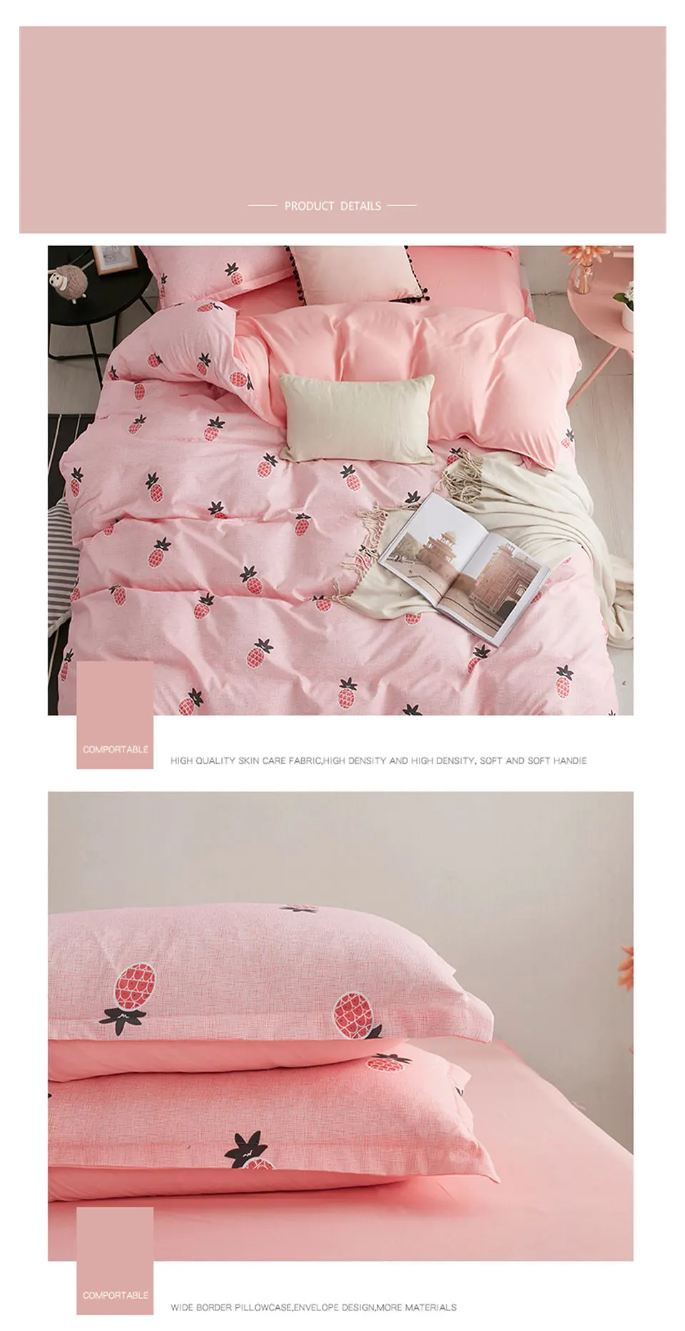 ParkShin Cactus Pattern Fresh Style Bedding Set Simple Home Textiles Duvet Cover Set Flat Bed Sheet Quilt Cover Bed Linen Set