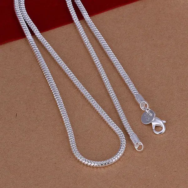60 см мужское длинное ожерелье ювелирные изделия 2" 3 мм Стерлинговое Серебро 925 цепочка змея n192 подарочные пакеты бесплатно
