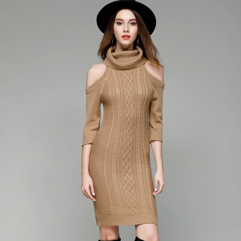open shoulder sweater dress