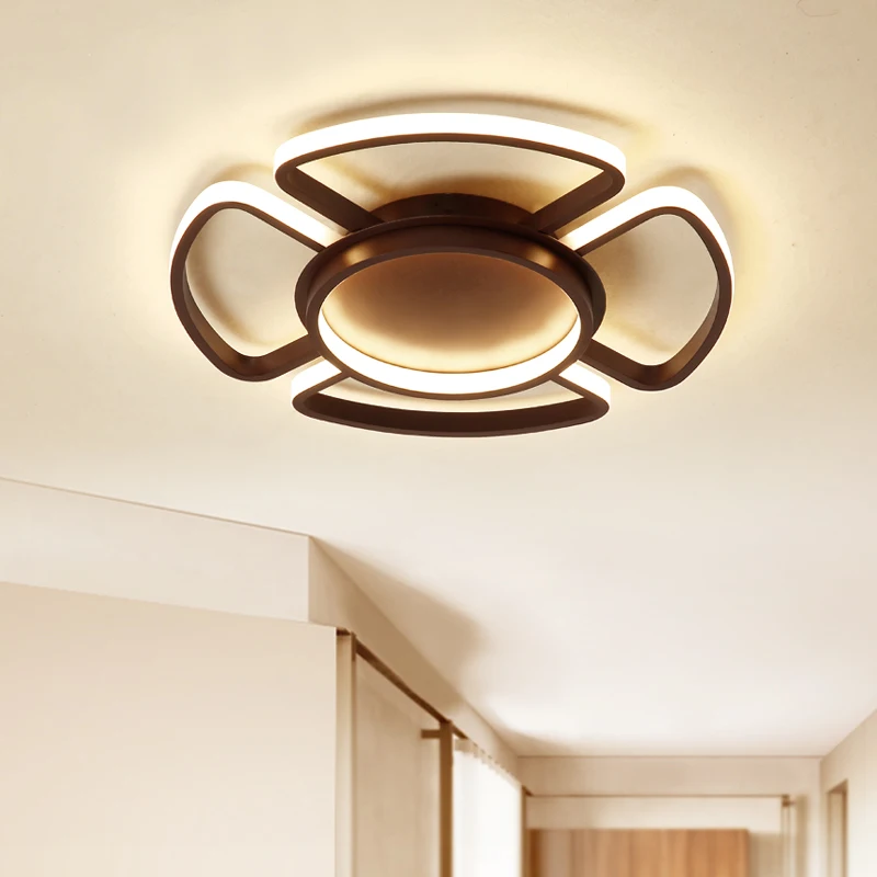 

Surface mount ceiling lights for livingroom bedroom study room plafonnier lamp White/Brown Round lamparas de techo home lighting