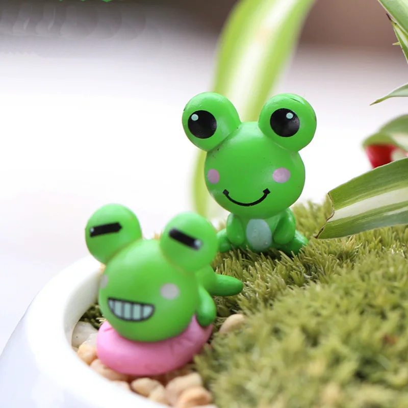 

XBJ049 Mini Artificial Frog 2Pcs Decoration Accessories Fairy Garden Miniatures DIY Craft Micro Landscaping Decor for Garden