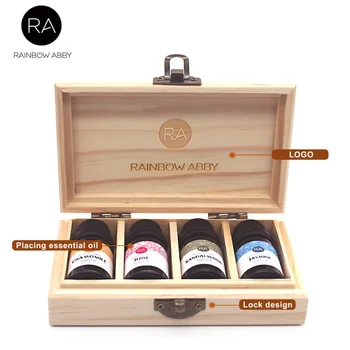 

4 Slots Wooden Storage Box 1pc Carry Organizer Essential Oil Bottles Aromatherapy Container Storage Box Case
