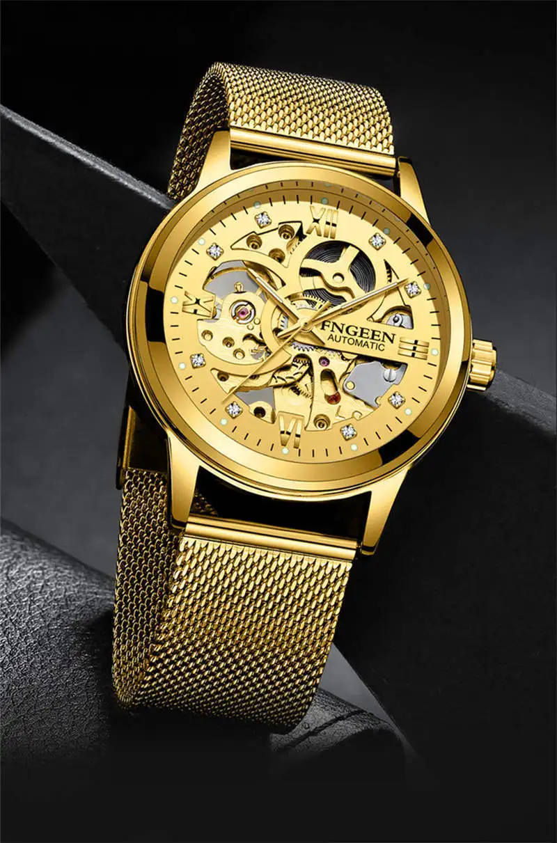 Новинка, черные мужские наручные часы со скелетом, нержавеющая сталь, античный стиль, стимпанк, повседневные автоматические механические часы с скелетом для мужчин