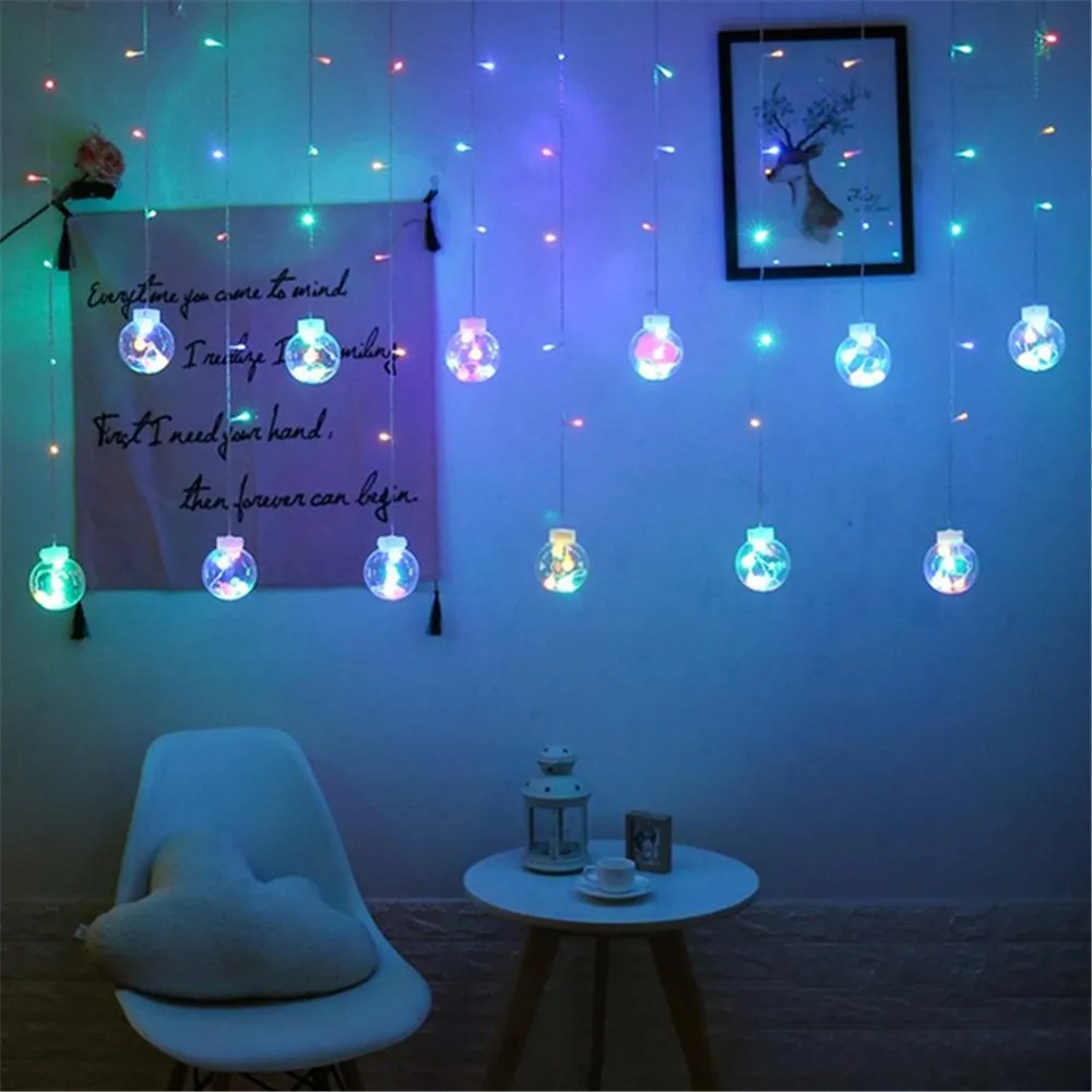 

Romantic 10LED Ball Globe String Lights Curtain String Fairy Light Backyard Patio Lights Decorative Outdoor Garland Wedding