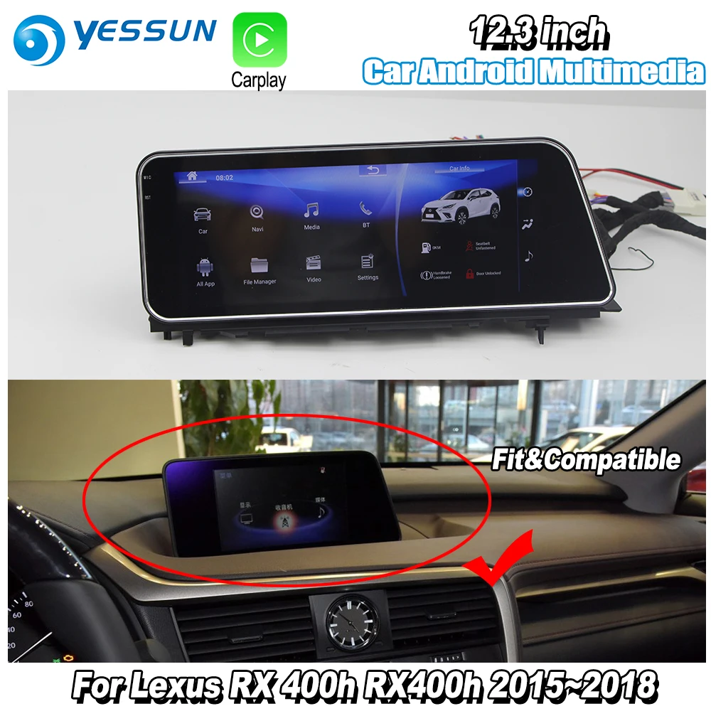 YESSUN 12.3" For Lexus RX 400h RX400h 20152018 Car Android Carplay GPS