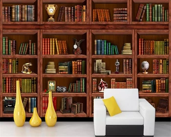 

beibehang Vintage wallpaper book shelf 3D bedroom mural decoration wallpaper background wallpaper wall 3d papel pintado pared