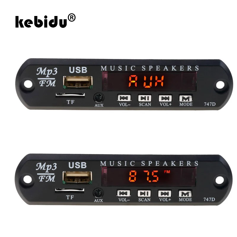 

kebidu AUX 3.5MM MP3 Module Decoder Board 5V 12V DC TF FM Radio Audio MP3 Player USB Power Supply For Car Remote Music Speaker