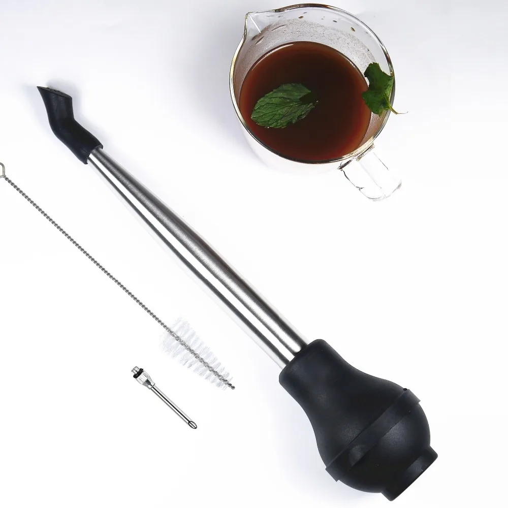 4 in 1 Stainless Steel Turkey Baster Set With Meat Marinade Injector