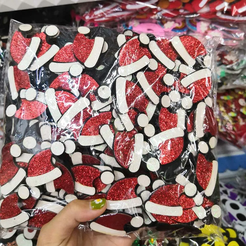 K as Pictured 100 шт. нетканые рождественские украшения Санта-Клауса подарочные пакеты с тыквой/чашки самоклеющиеся наклейки декор для Хэллоуина, вечеринки - Цвет: K as Pictured
