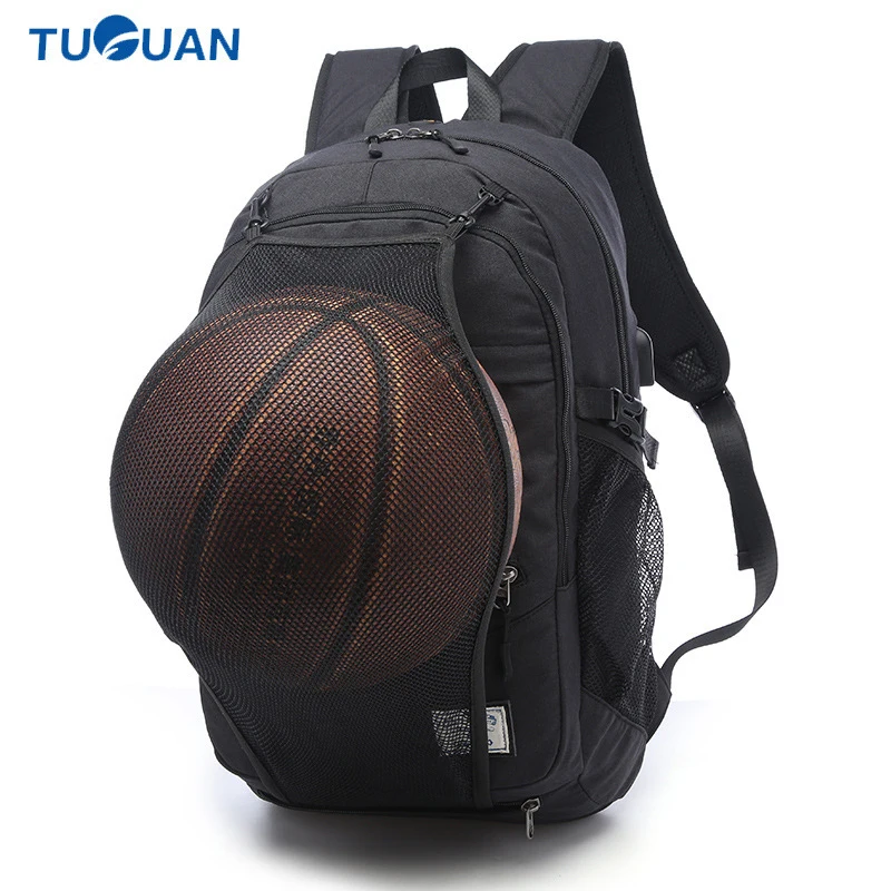 

2018 Mens Basketball Sports Backpack USB Charging Male Laptop Back Pack Multifunction Computer Travel Backpack School Bags