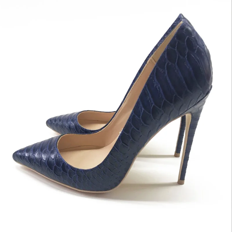 2018 new autumn social women�s shoes, dark blue snake