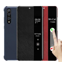 

Huawei P20 Pro Case Genuine Leather Original Mirror Smart View Window Protection Flip Case Huawei P20 Case Huawei P20 Cover Capa
