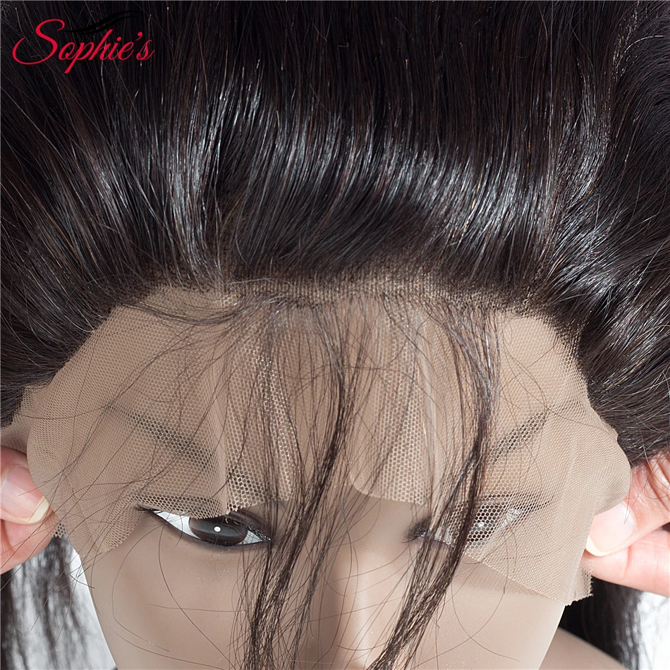 Софи Синтетическое закрытие шнурка волос бразильские волос 13*4 Синтетический Frontal шнурка волос прямые Человеческие волосы Синтетическое закрытие волос с ребенком волос non-реми натуральный Цвет волос