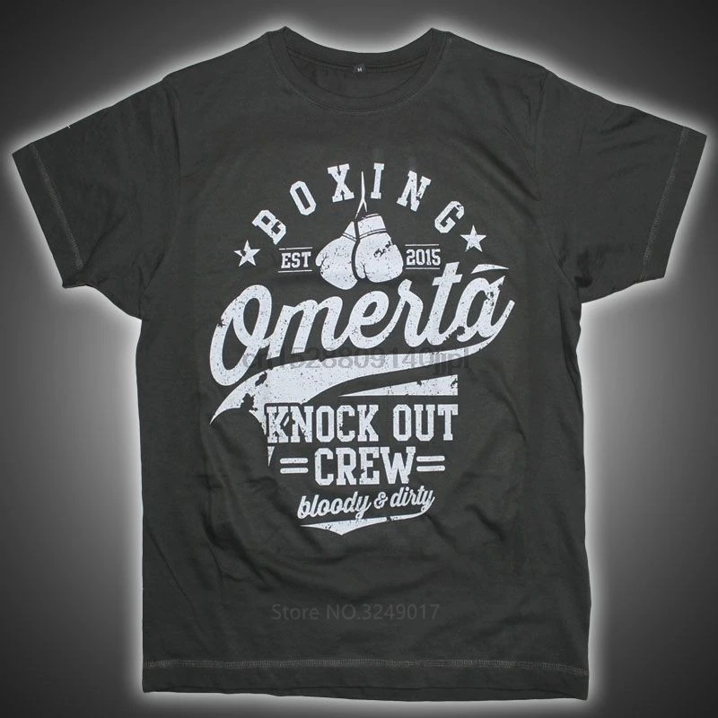 Новинка 2018 Забавный Новый стиль круглый вырез короткий рукав Omerta Box Knock Out Crew