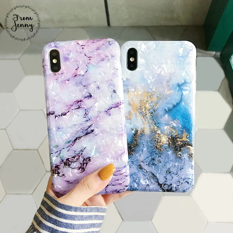 

From Jenny Shell color marble for iPhone x xr xs max 6 6s 7 8 Plus abstract phone protection soft shell