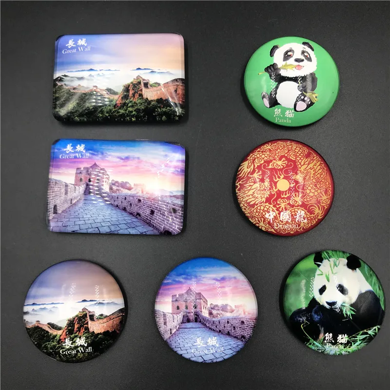 

BABELEMI Crystal Refrigerator Magent Cute Panda Beijing Great Wall Dragon Chinese Characteristics Fridge Stickers Souvenir Gifts