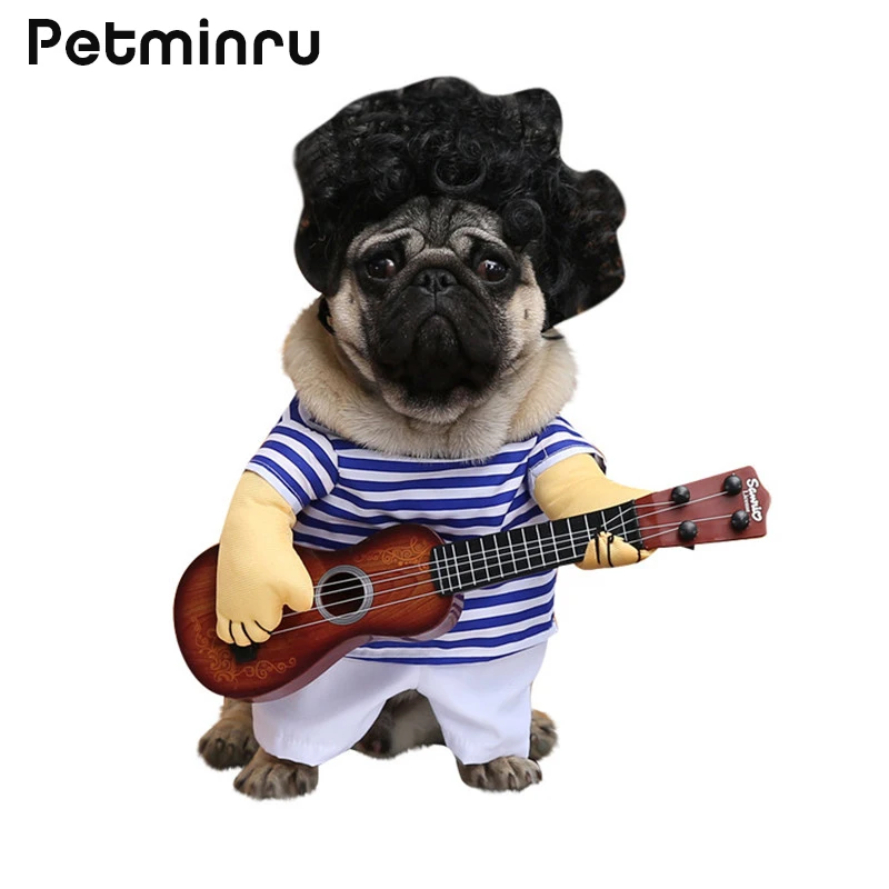 Petminru забавные Хэллоуин костюмы Собака Гитары одежды любимчика щенка наряд