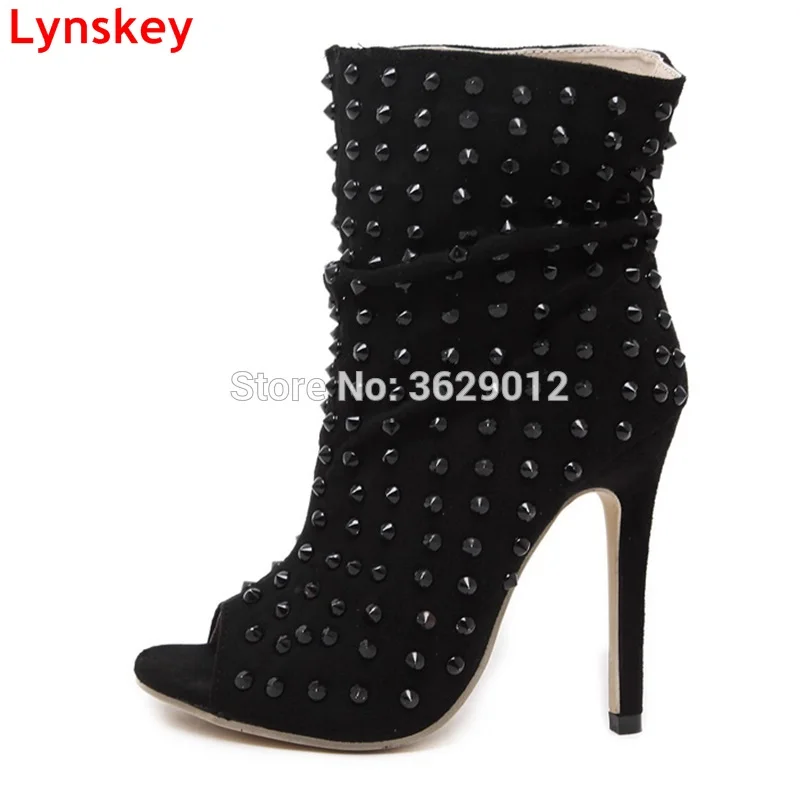 Zapatos Alto Tacón Para Negros Fiesta De Nuevas Negro Botas Mujer Tobillo Fino aqzzEInx Remaches Con Mujer r0vrw