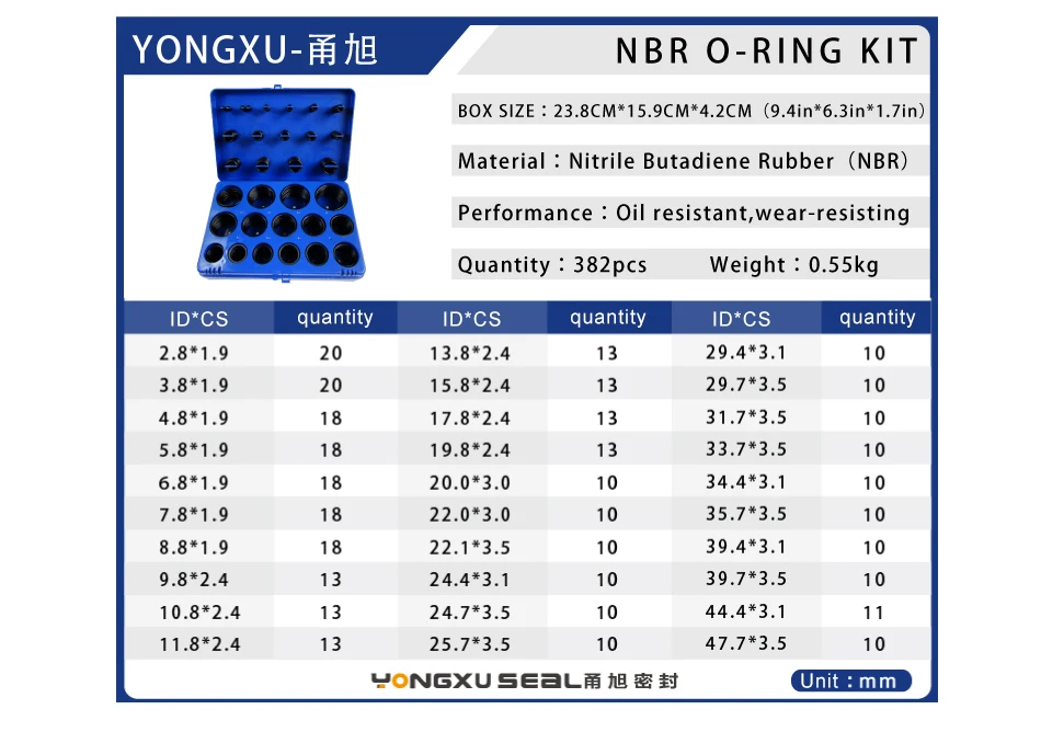 382 шт резиновое кольцо NBR уплотнительное кольцо комплект 30 размеров Нитриловое уплотнительное кольцо набор уплотнительных колец набор прокладок комплект коробка Масло Водонепроницаемый