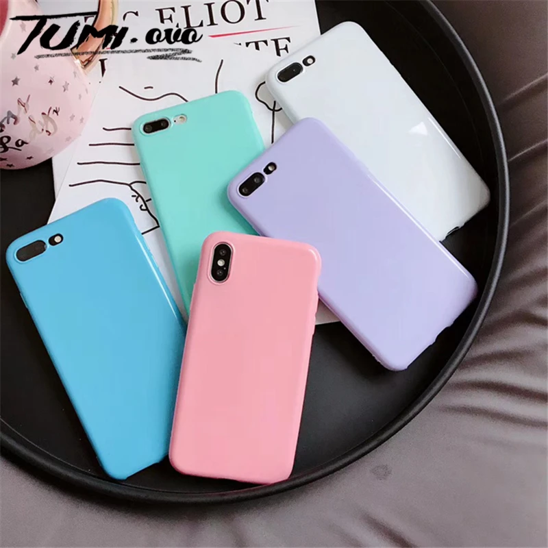 

Fashion Candy Color Soft Silicone Case for iPhone 6 6s 7 8 Plus X Xr Xs Max Back Phone Cover Simple Phone Case NEW TPU