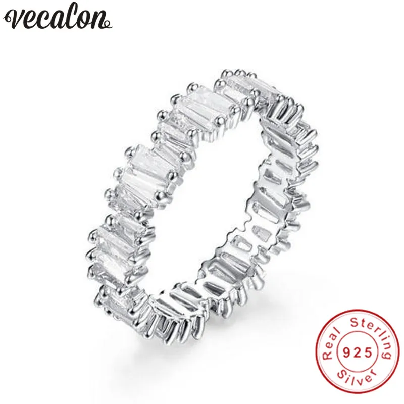 

Vecalon Handmade ring Real 925 Sterling Silver T-shape AAAAA Cz Engagement wedding band rings For women Bridal Finger Jewelry