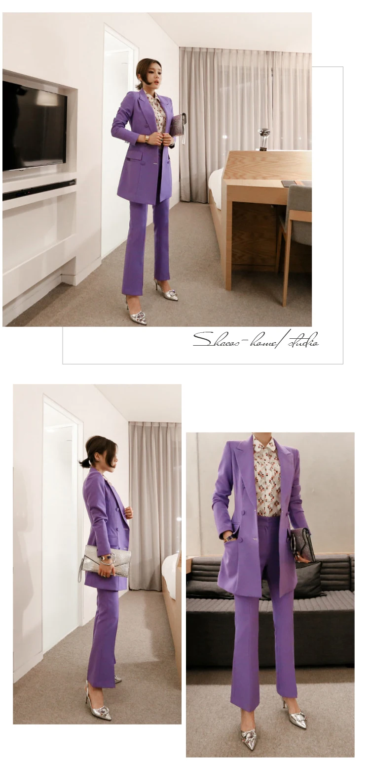 Women's Classy Double Breasted long Slim Suit-Style2