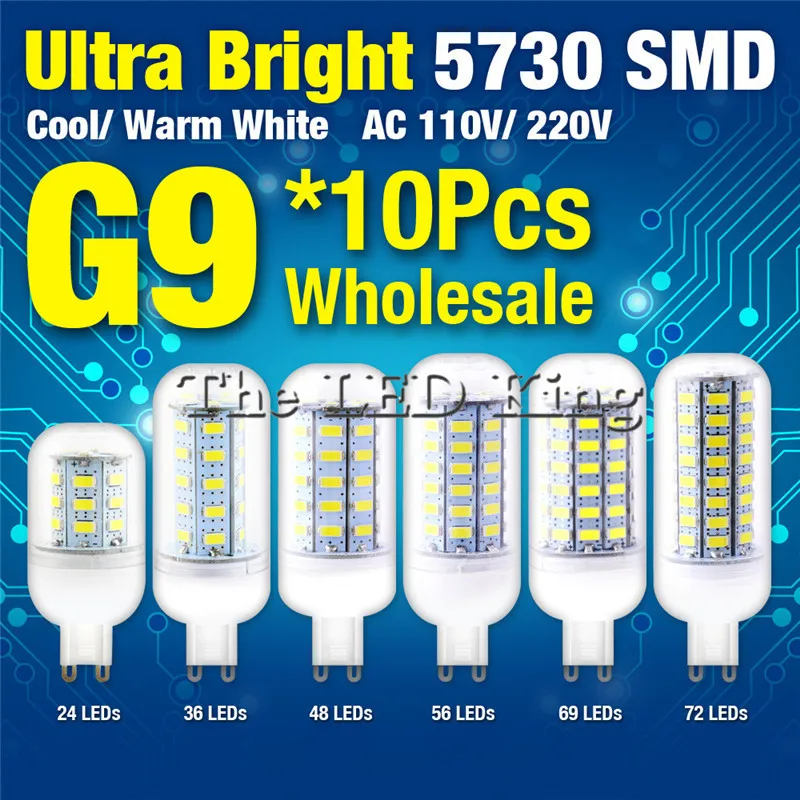 1 шт. лампада Светодиодная лампа 110 в 127 220 В G9 5730 SMD Bombillas свеча Luz Ampoule