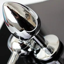 34mm stainless steel anal dildo metal butt plug with diamond gemstone SM adult game sex toy