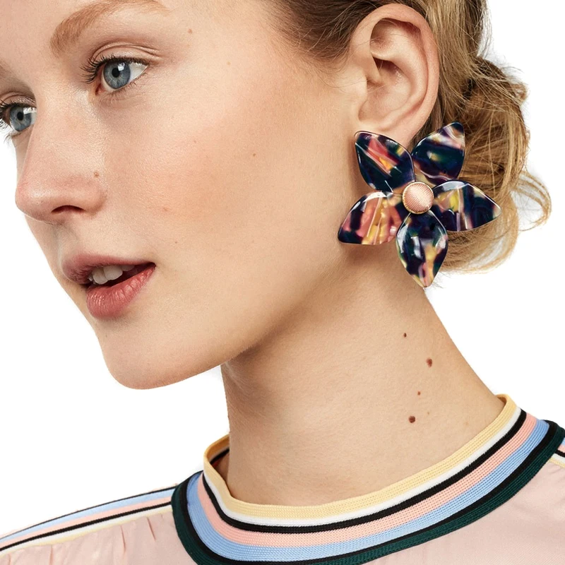 JUJIA 6 цветов модные украшения для женщин резиновые цветочные серьги себе нагрудник серьги гвоздики для