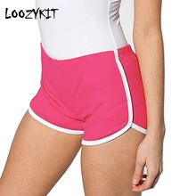 Loozykit, шорты для йоги, женские, спортивные, для фитнеса, дома, йоги, пляжные шорты, пуш-бедра, сексуальные, смесь хлопка, средняя талия, шорты для спортзала, бега